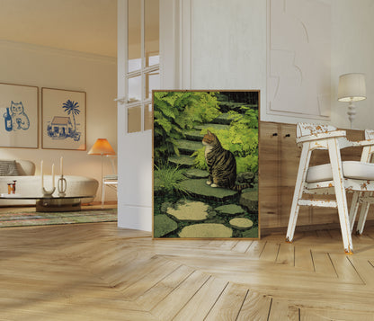 Tabby Cat in the Rain Poster