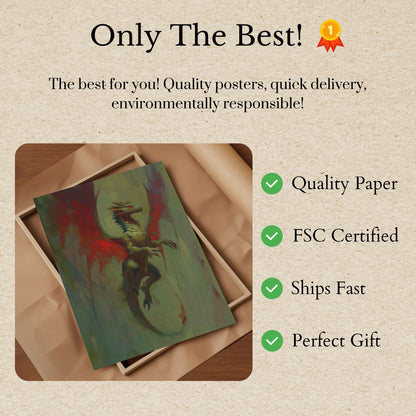 Crimson Wing Dragon Poster