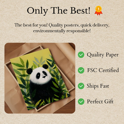 Gentle Panda in Leaves Poster