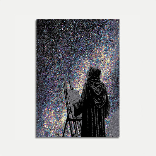 Künstler kontempliert das Universum Poster