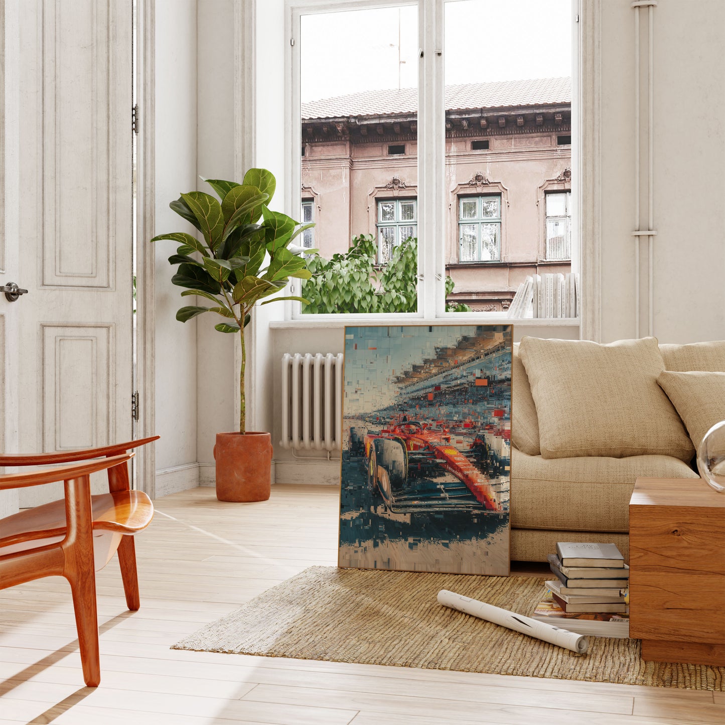 Velocity Pixelated Ferrari F1 Poster