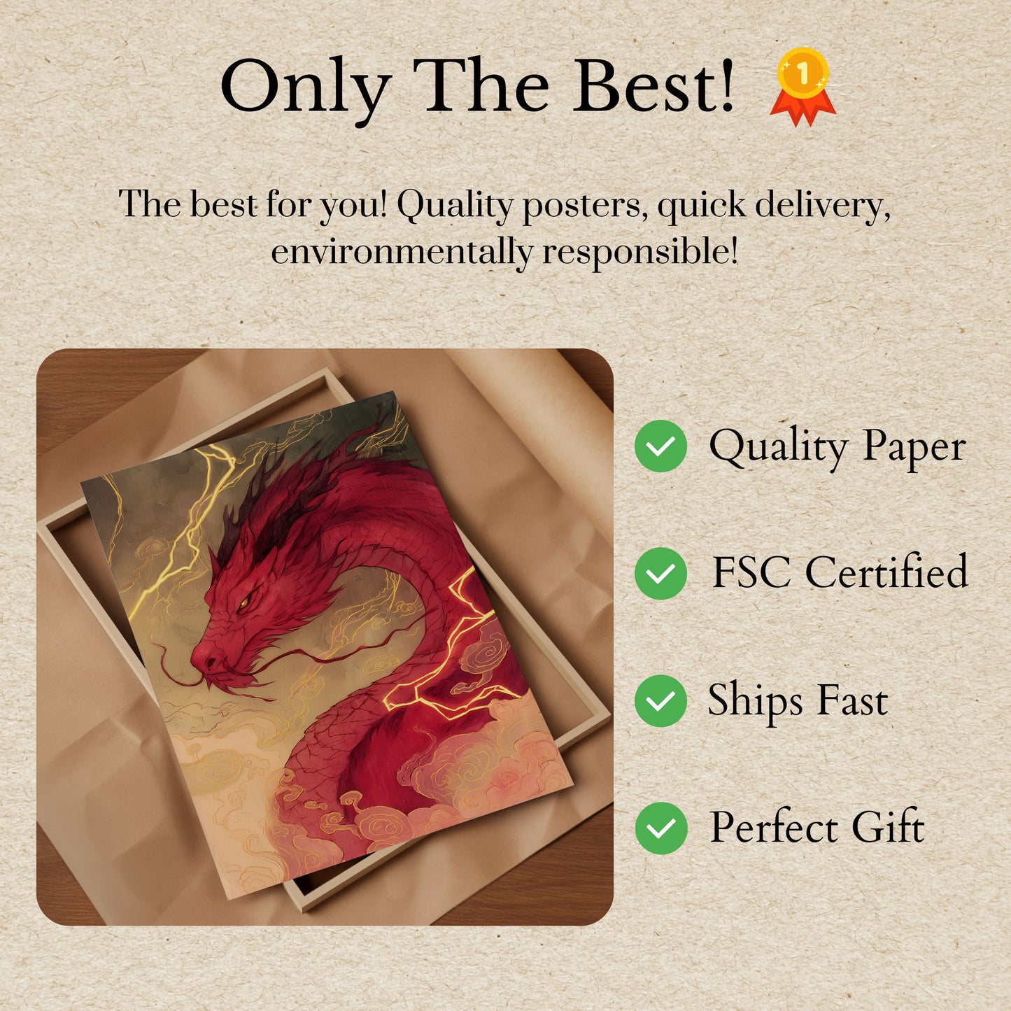 Crimson Lightning Dragon Poster