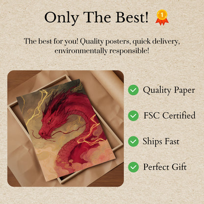 Crimson Lightning Dragon Poster