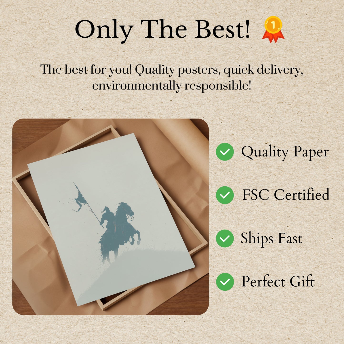 Medieval Rider in Mist Poster