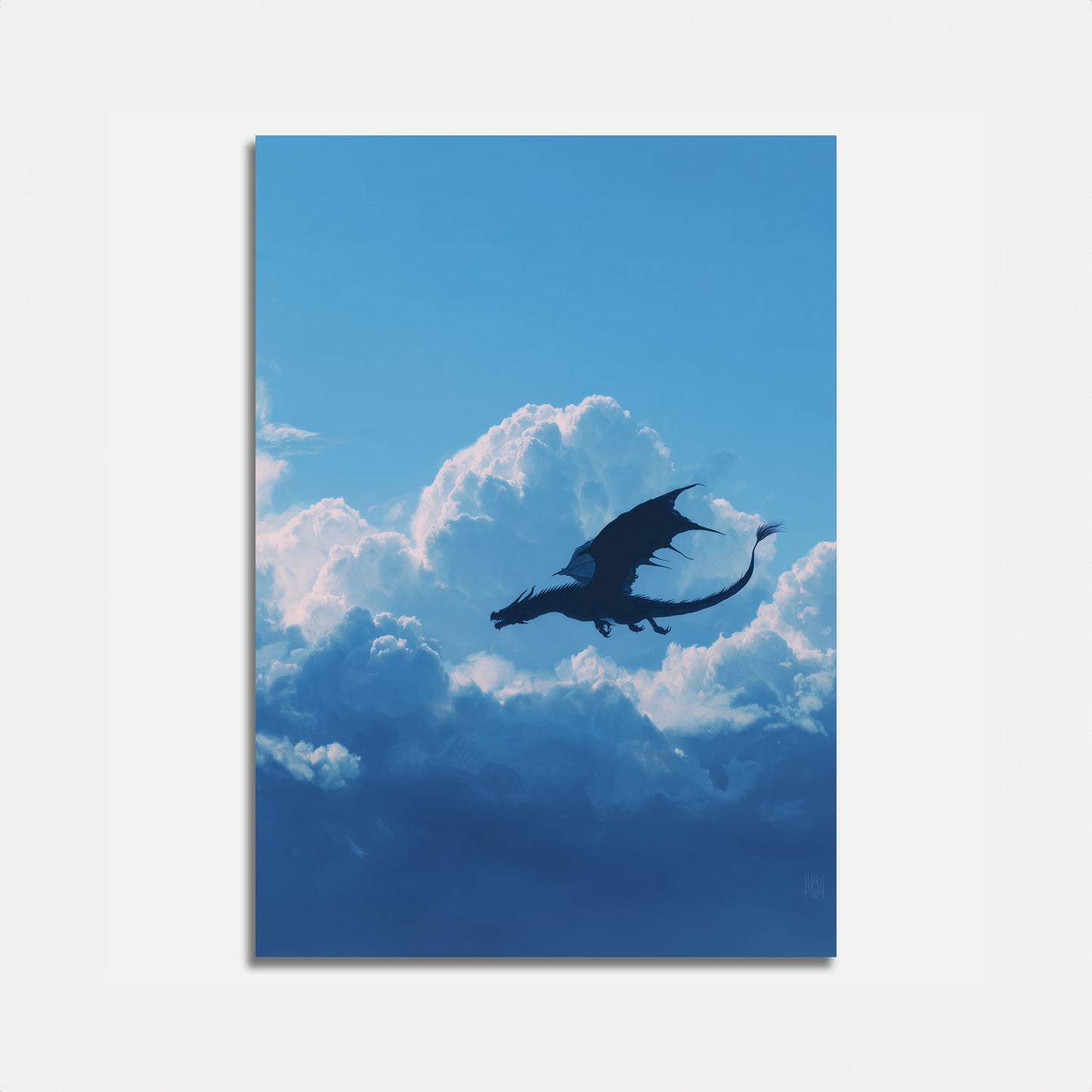 Póster de vuelo celestial del dragón místico