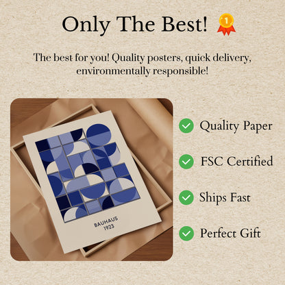 Geometric Blue Bauhaus Composition Poster