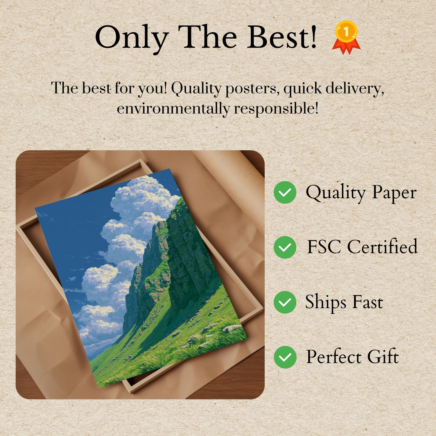 Alpine Mountain Valley Landscape Poster