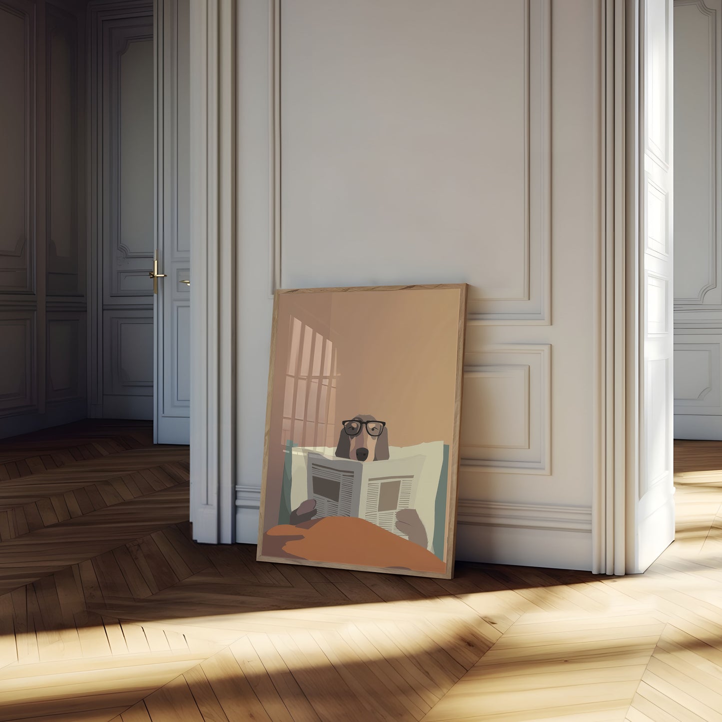 Affiche de Chien Intellectuel Lisant le Journal