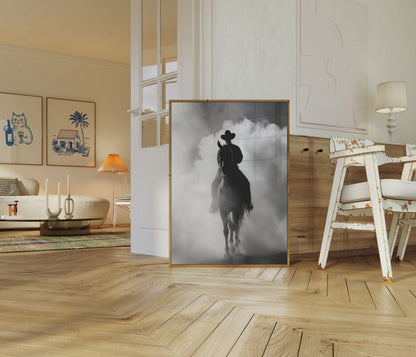 Eenzame Ruiter Door Wolken Poster