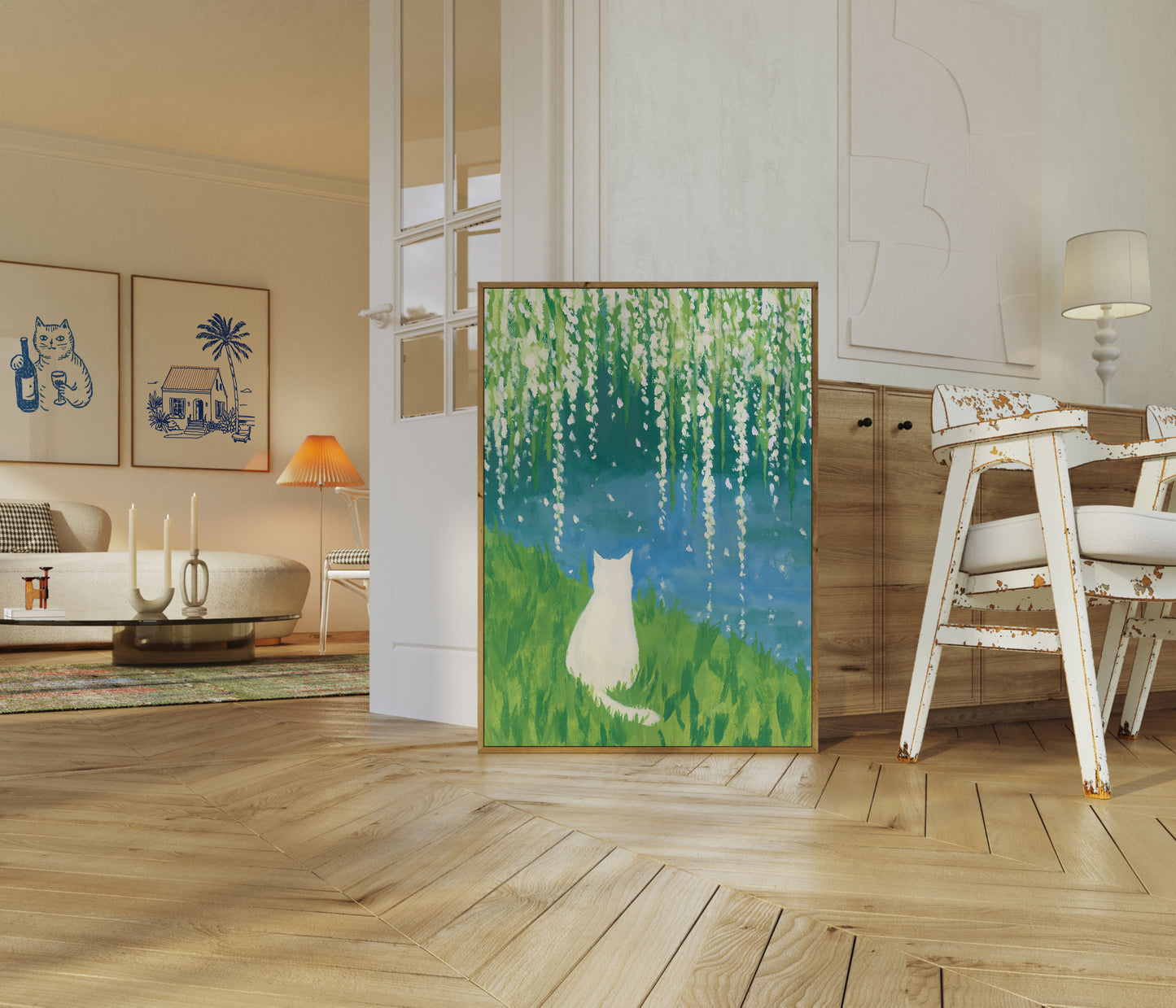White Cat by the Water Poster