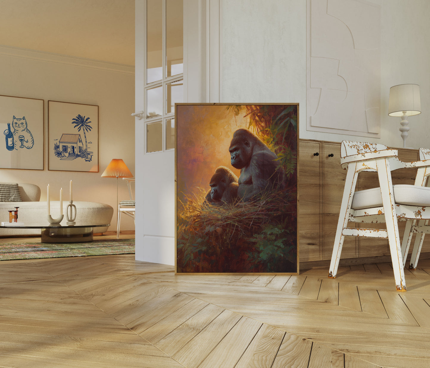 Gorillas in Golden Light Poster