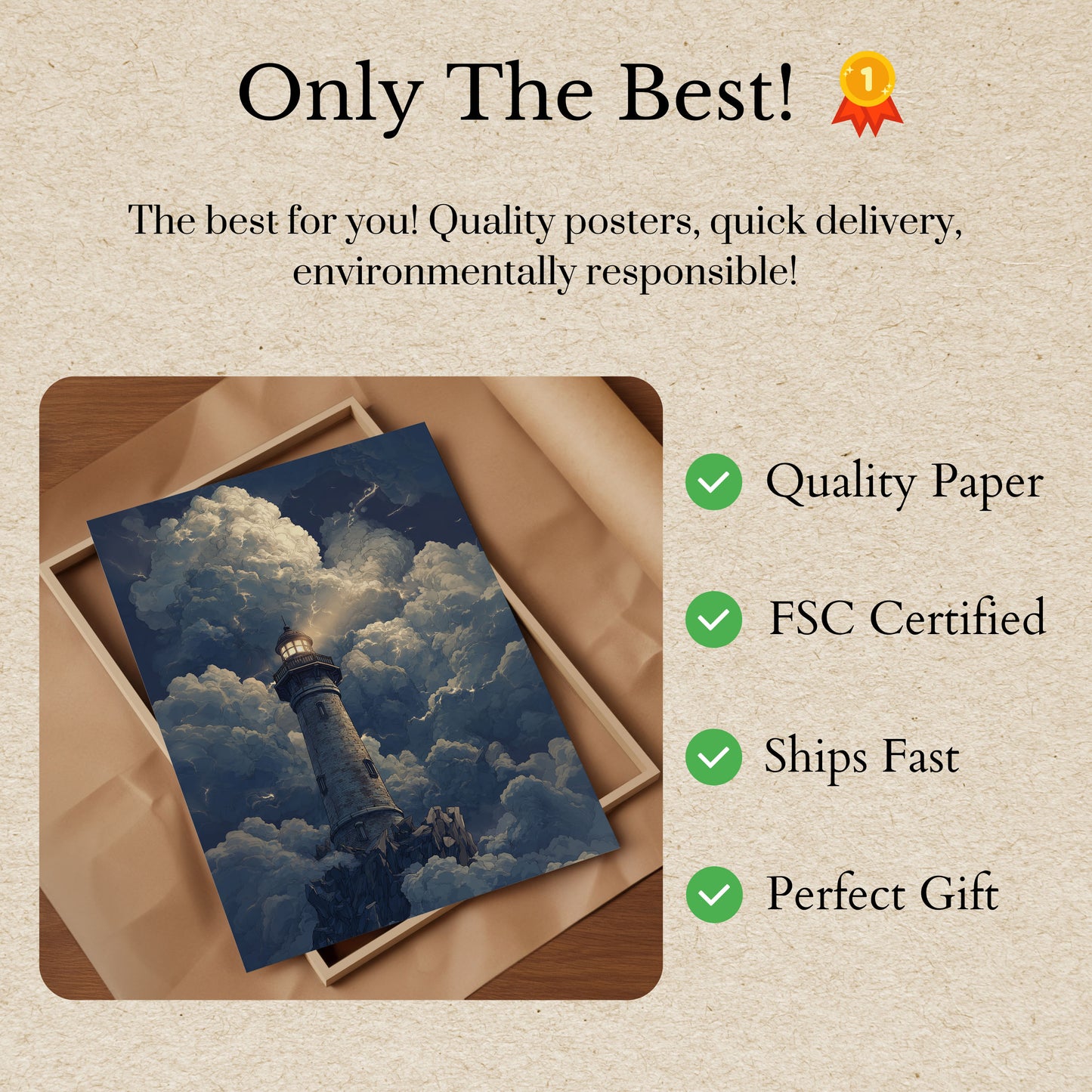 Stormy Lighthouse Beacon Poster