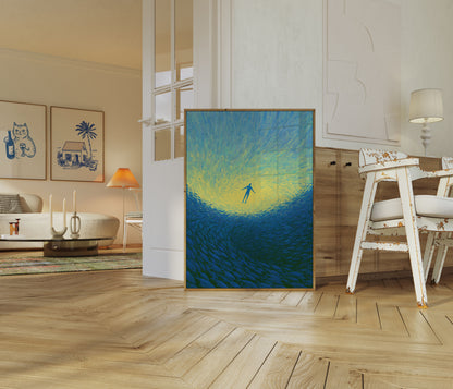 Swimmer Rising to Light Poster