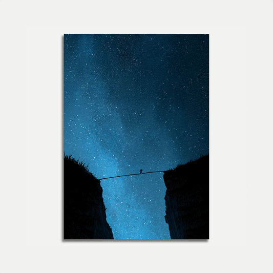 Affiche de Traversée du Pont par une Nuit Étoilée