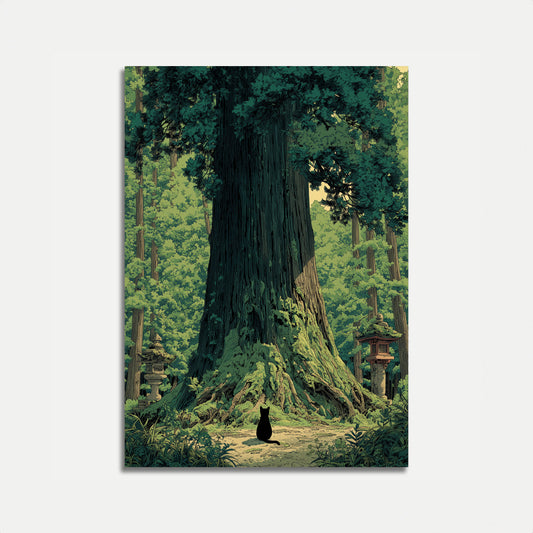 Affiche d'un Arbre Ancien dans une Forêt Sacrée