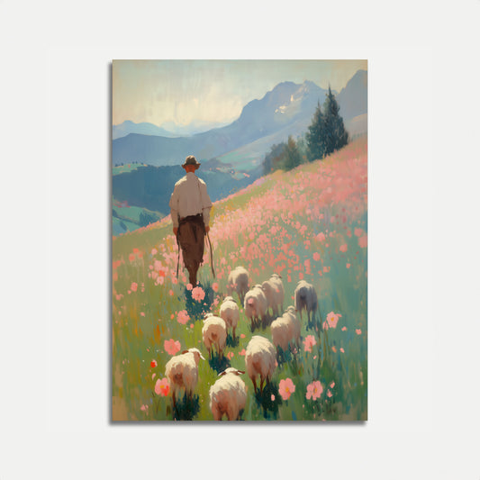 Pastoral Mountain Shepherd Poster