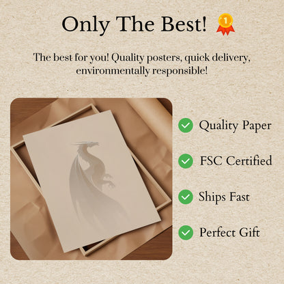 Póster de silueta de dragón etéreo