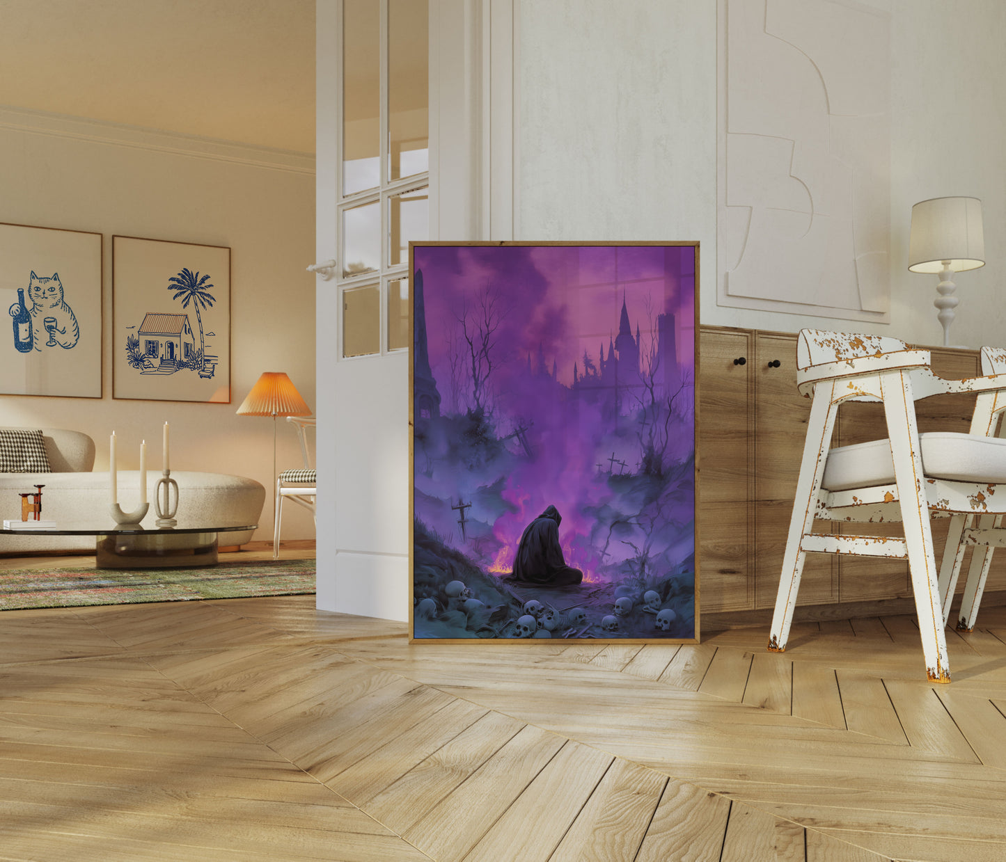 Dark Sorcerer in Mystical Ruins Poster