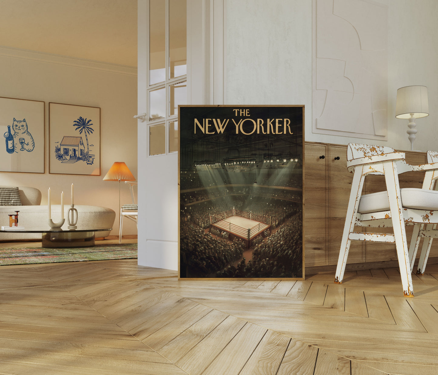 Vintage Boxing Arena New Yorker Poster