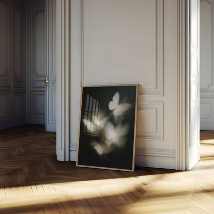 Ethereal White Butterflies Poster