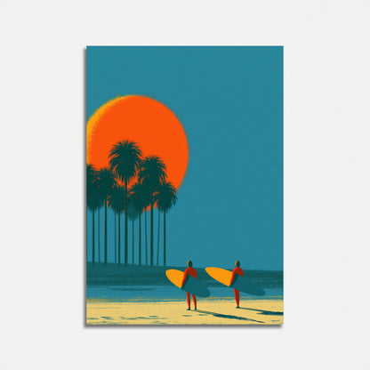 Póster de playa Sunset Surfers
