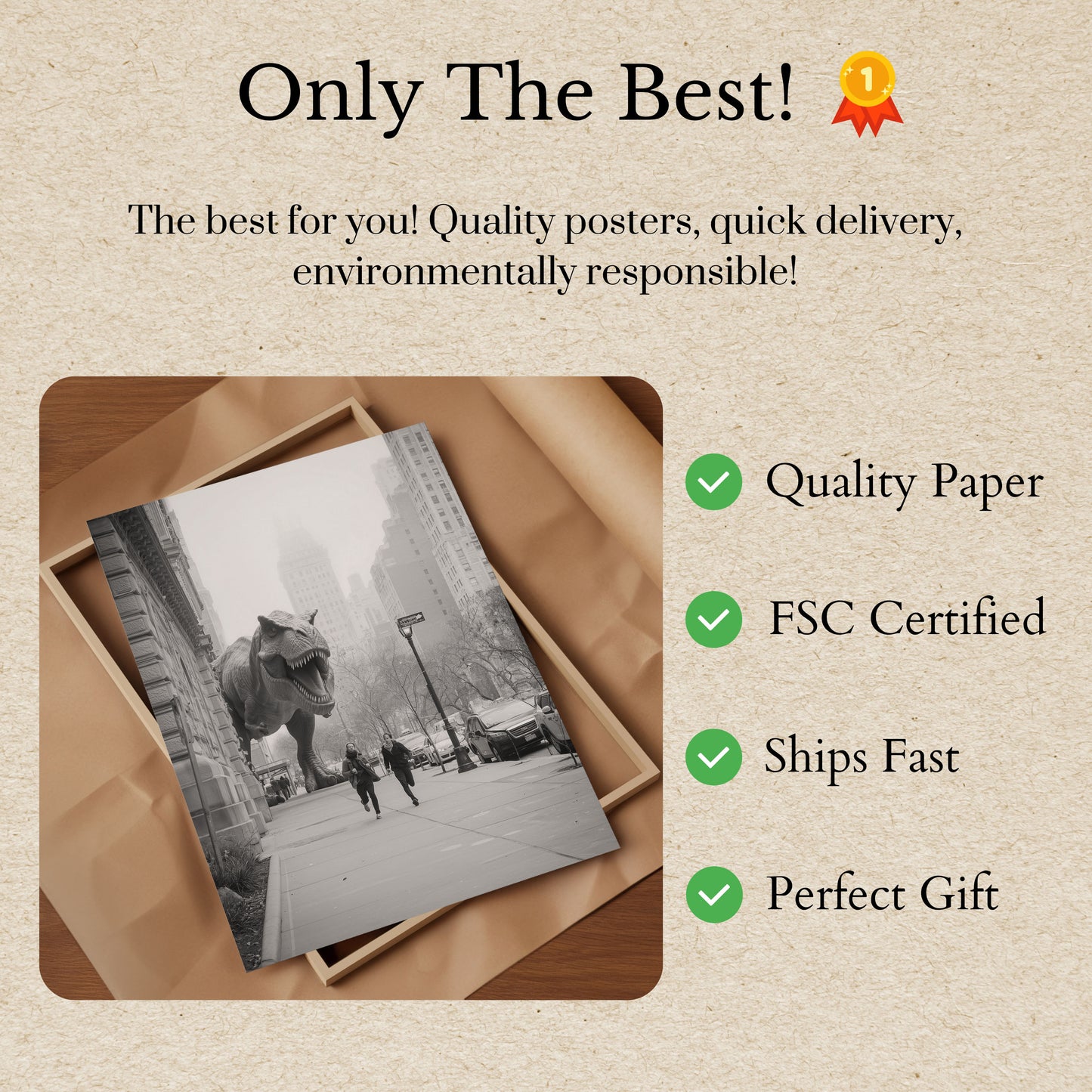 City Dinosaur Chase Poster