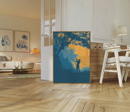 Sunset Golf Swing Poster