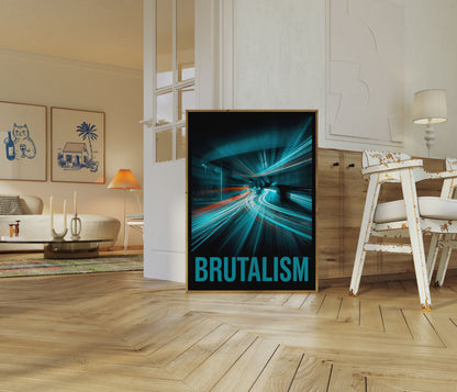 Brutalist Architecture Light Trails Poster