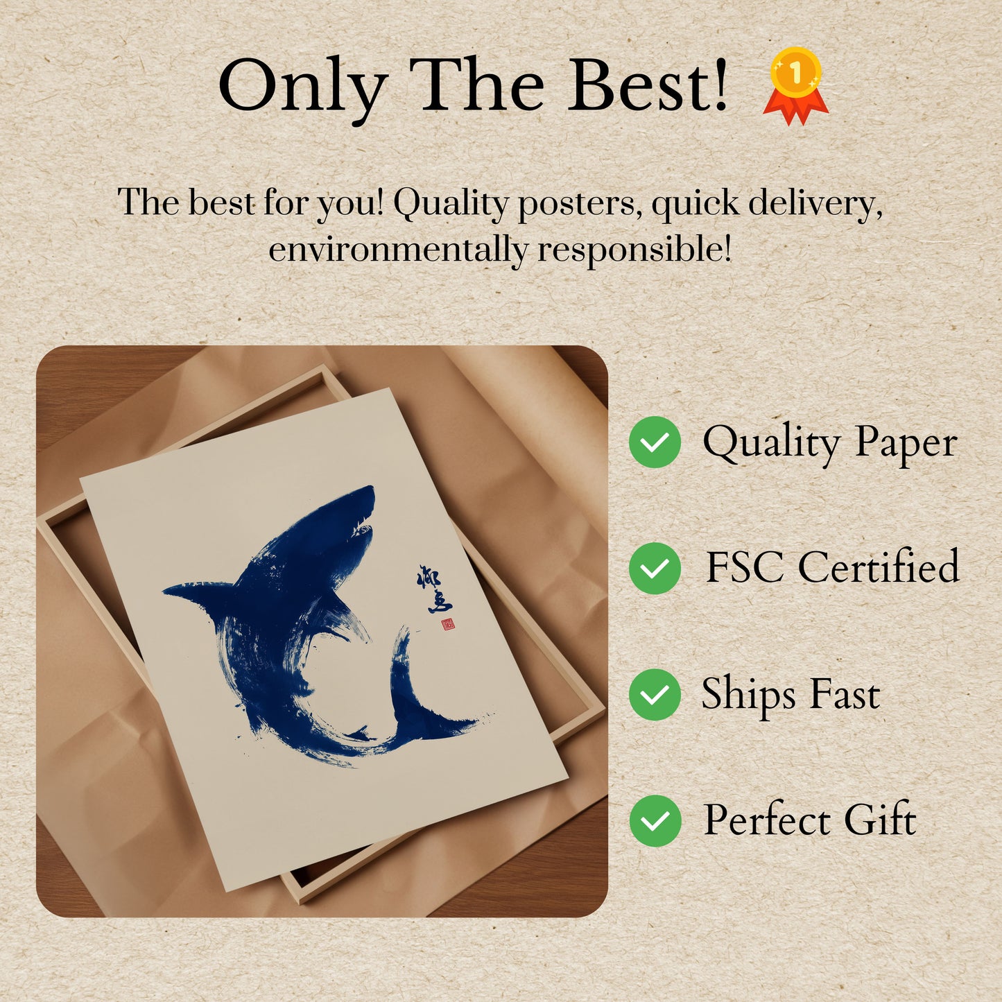 Deep Blue Shark Silhouette Poster