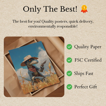 Dino Cowboy Wild West Poster