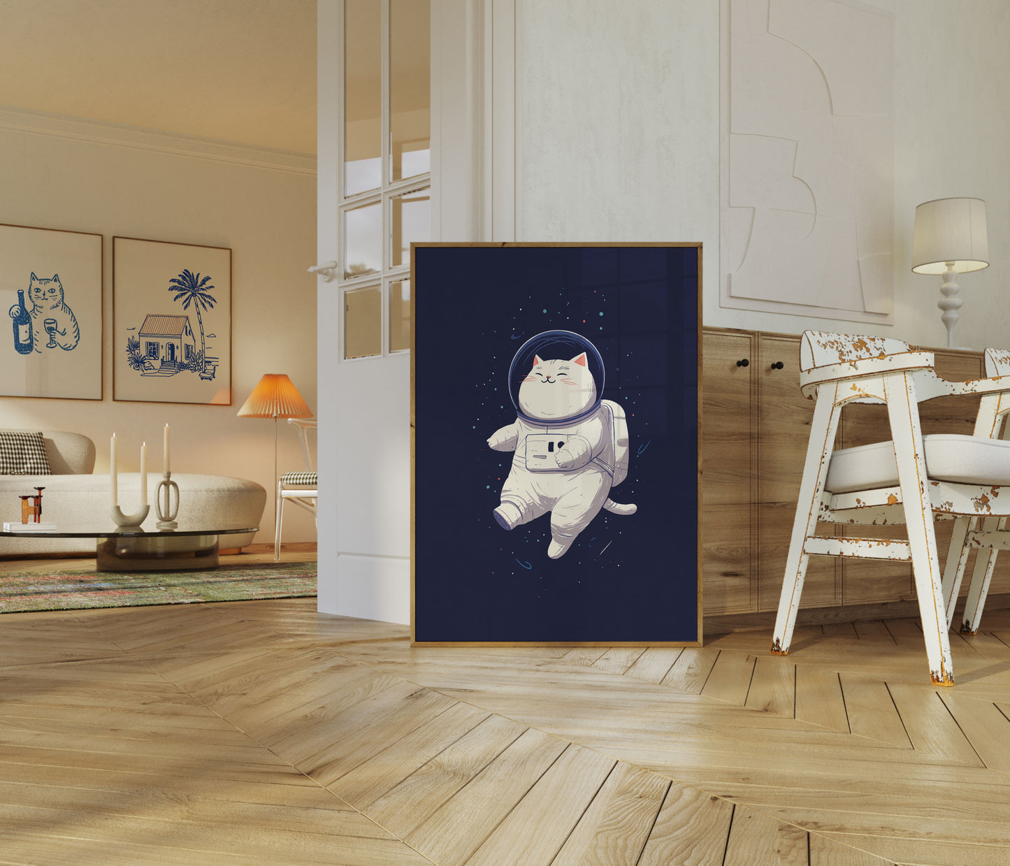 Cartel de Gato Astronauta en el Espacio