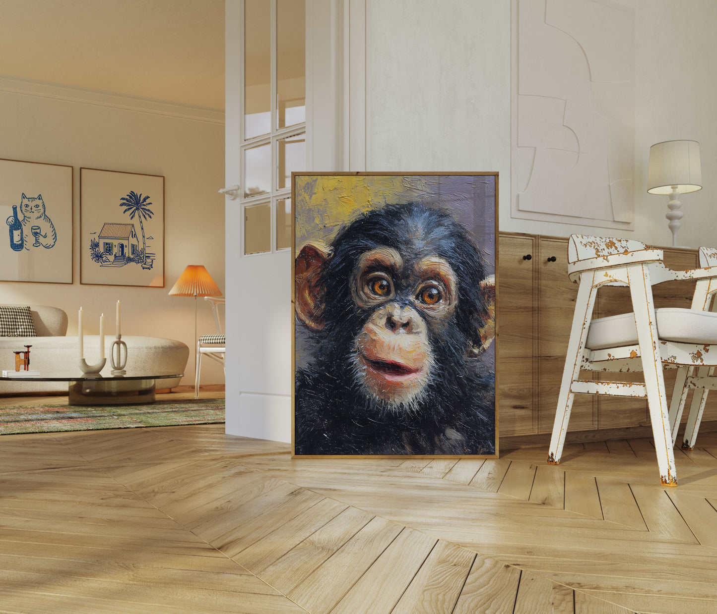 Affiche Portrait de Chimpanzé Expressif