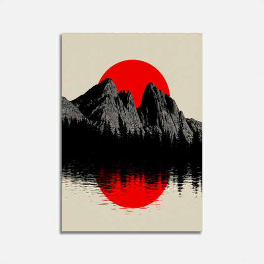 Berglucht Zonsondergang Weerspiegeling Poster