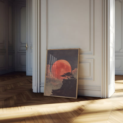 Poster dell'Albero Solitario e della Luna Gigante