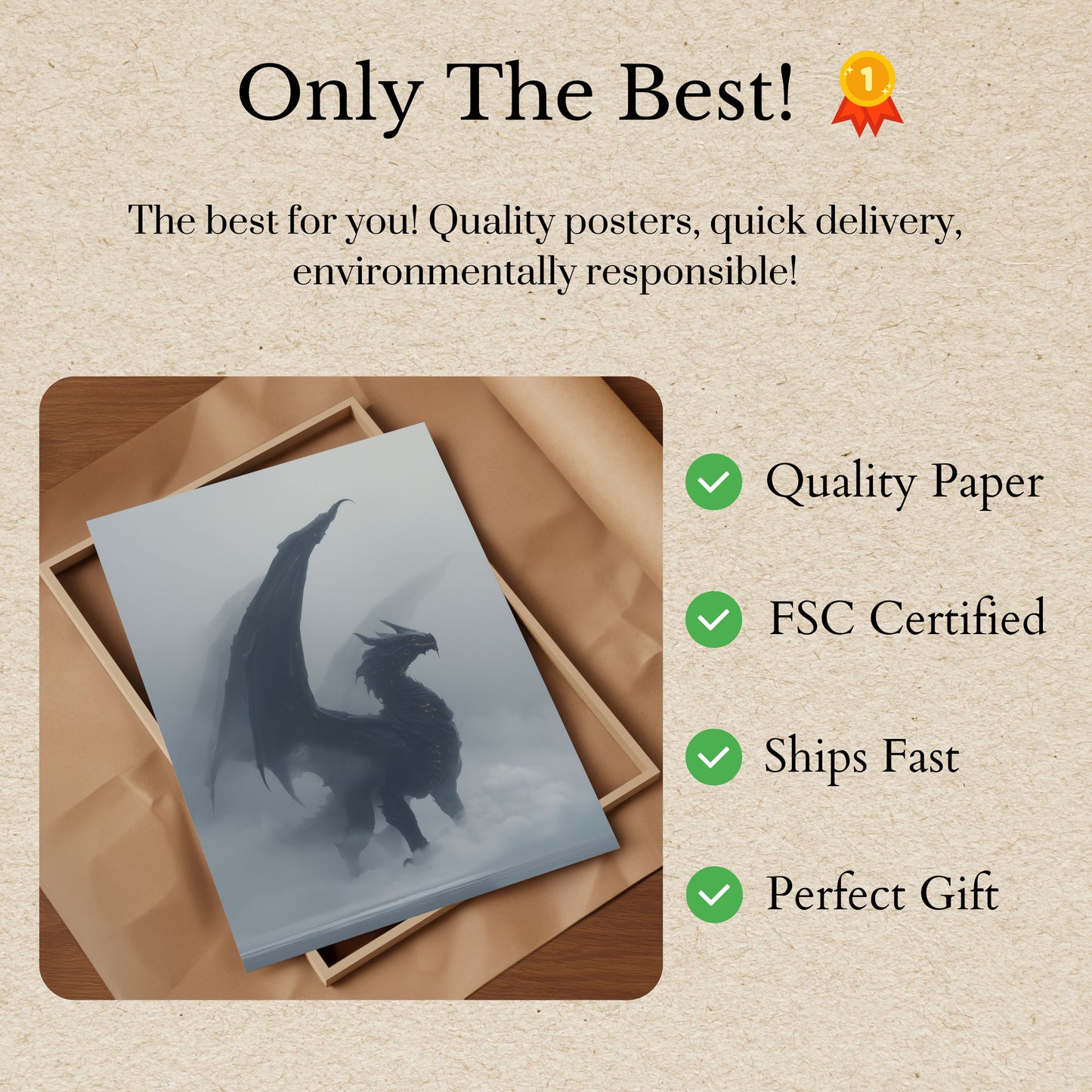 Póster de fantasía de dragón etéreo oscuro