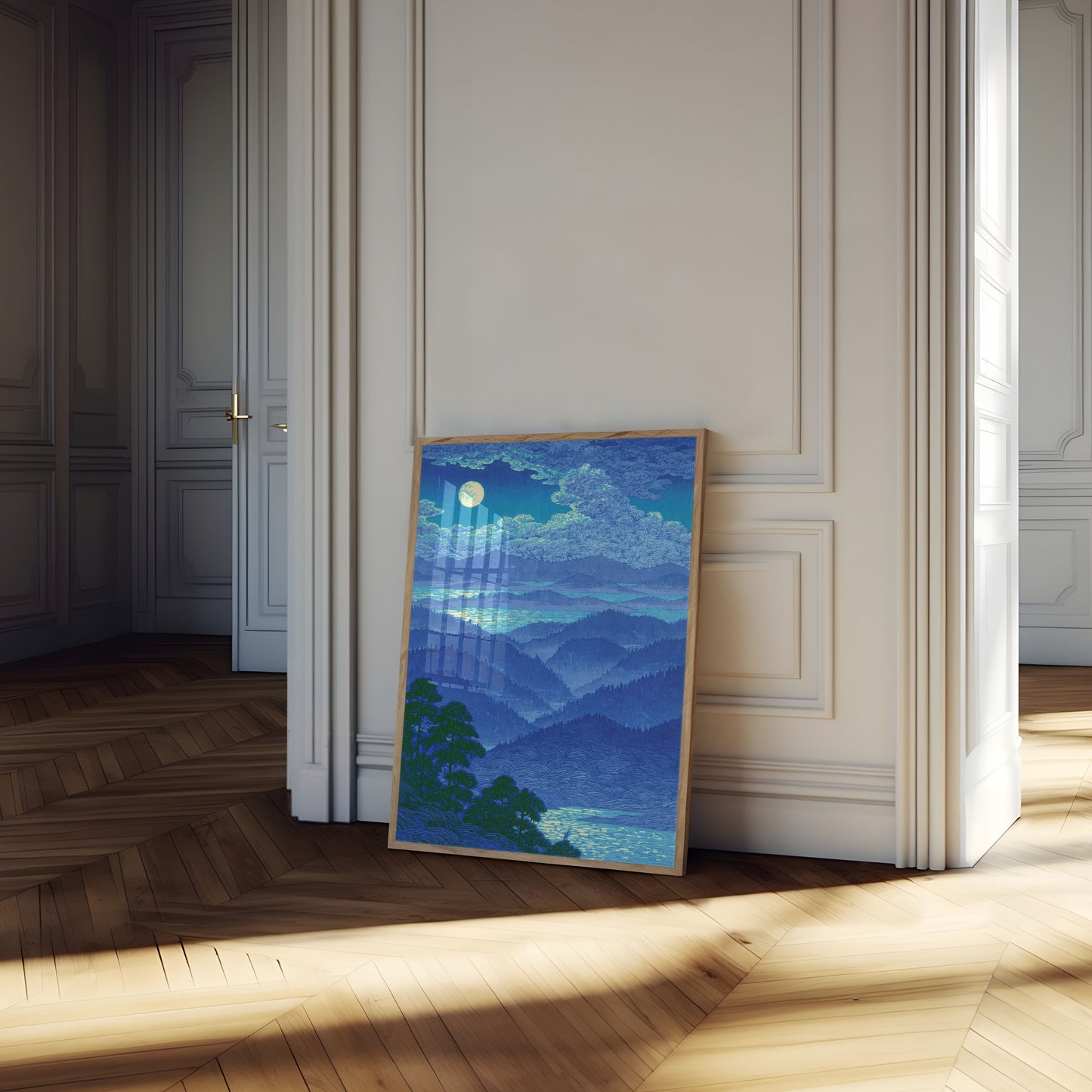 Moonlit Mountain Valley Poster