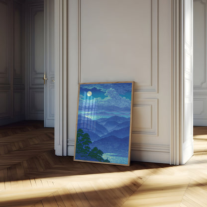 Moonlit Mountain Valley Poster