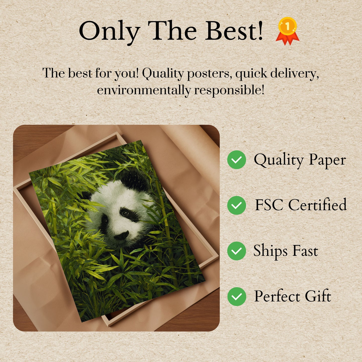 Gentle Panda Bamboo Forest Poster