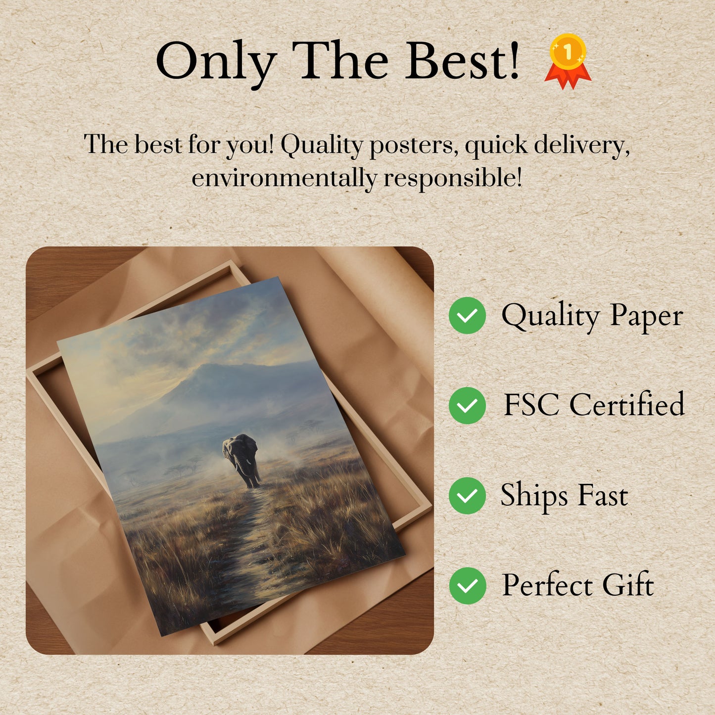 Majestic Elephant Savanna Poster