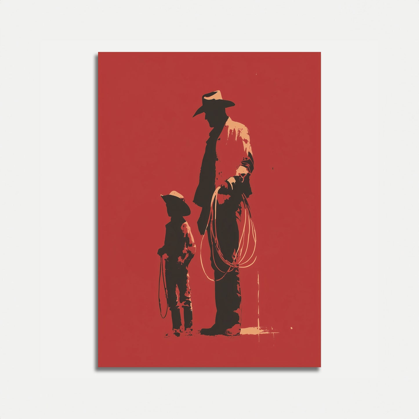 Western Father and Son Silhouette Poster