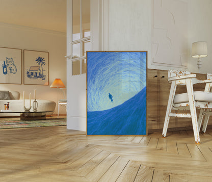Freitaucher im blauen Poster