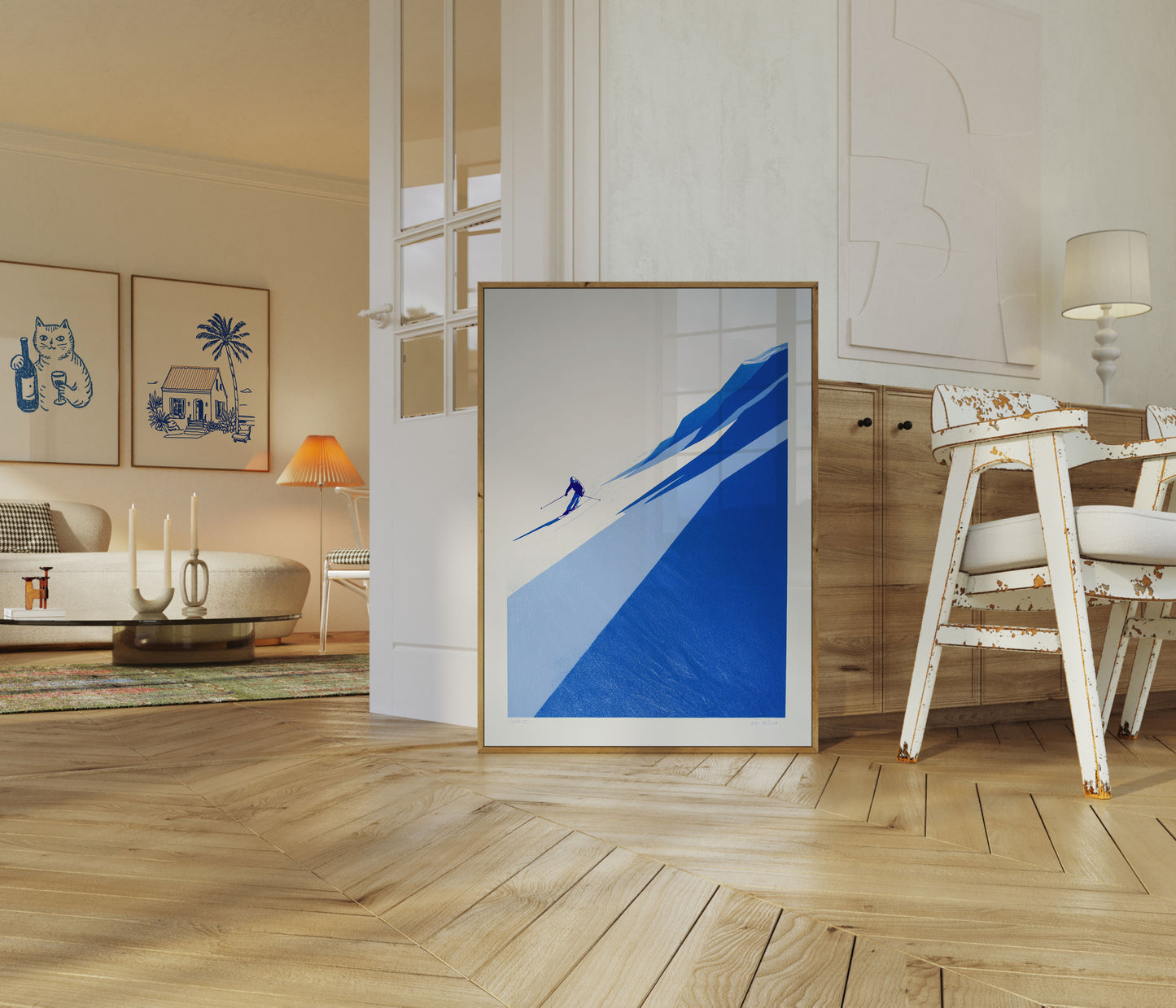 Alpin Nedstigning Skiløb Plakat