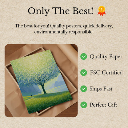 Blooming Tree by the Lake Poster