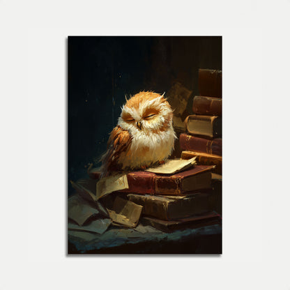 Scholarly Owl Among Books Poster