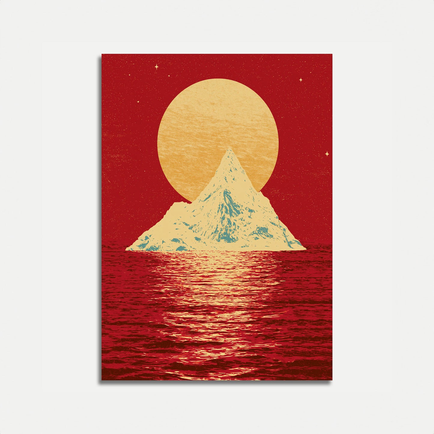 Poster: Montagna che sorge dall'oceano rosso