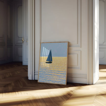 Affiche : Voilier sur Eaux Dorées