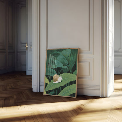 Plakat Ślimak Ogrodowy na Liściu