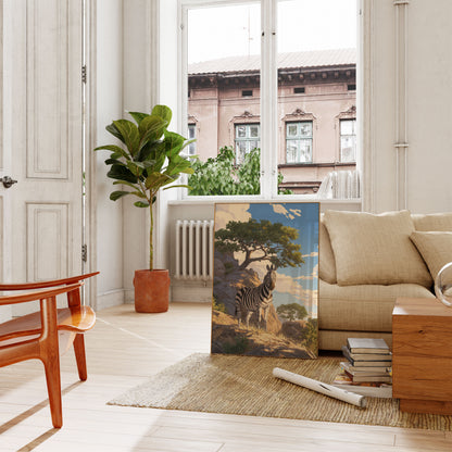 Lone Zebra African Landscape Poster