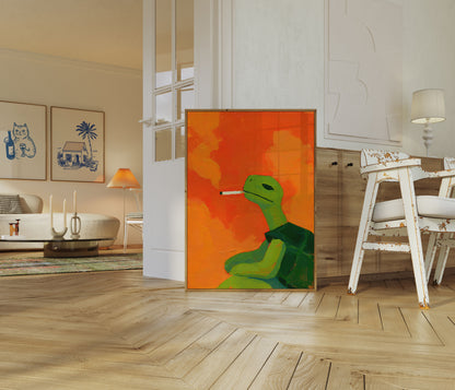 Coole Schildpad Rokende Poster