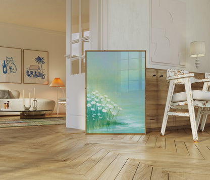 Póster Flores Blancas junto al Agua